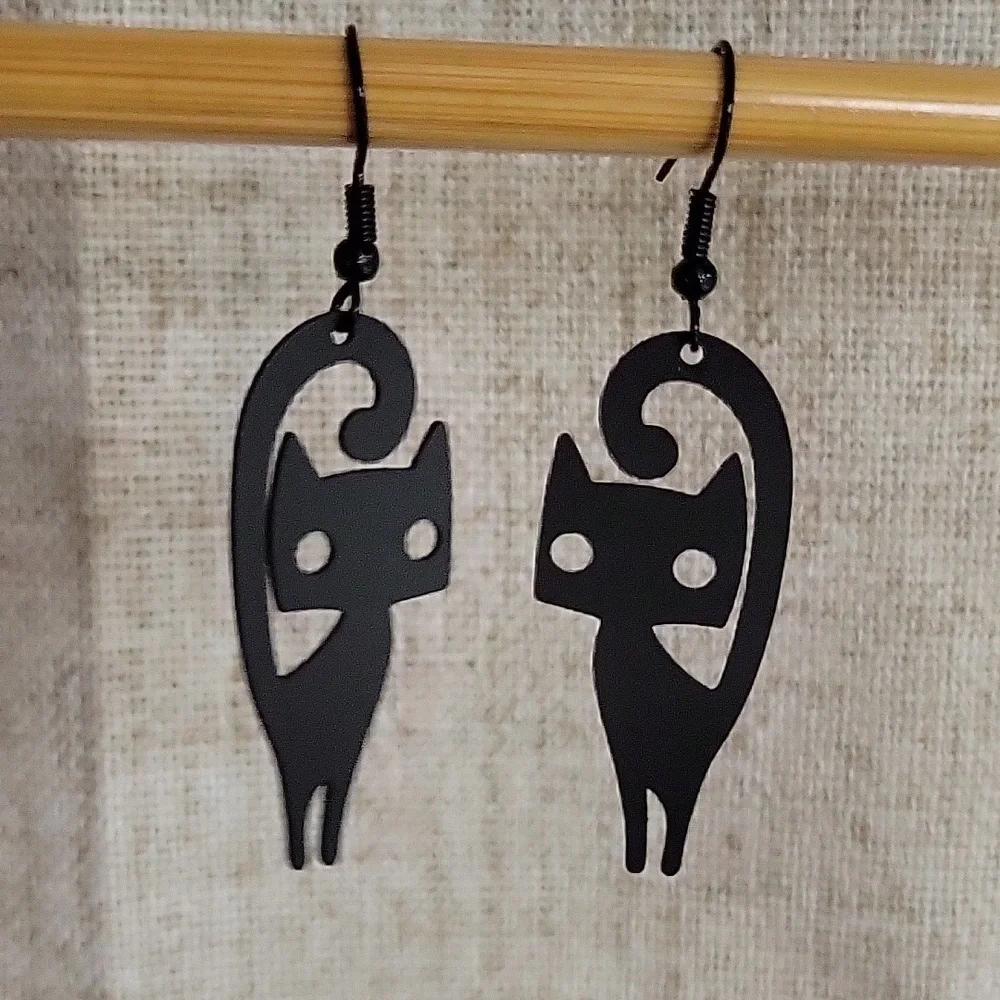Black Cat Silhouette Earrings